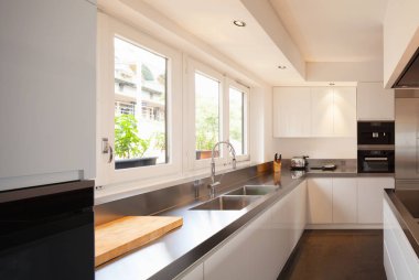 Closeup lüks düz modern mutfak