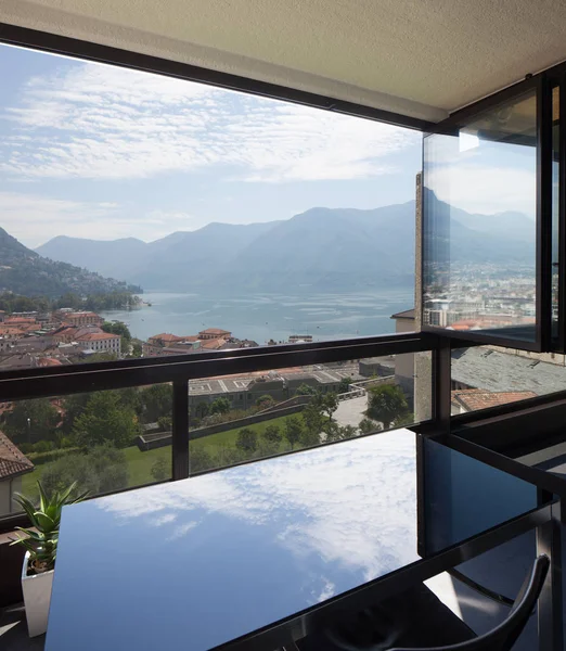 Terrace on Lugano lake — Stock Photo, Image