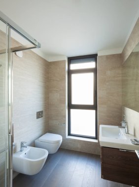 Bir evde modern banyo
