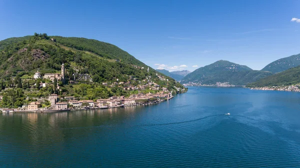 Vue sur le lac à Morcote, Tessin — Photo