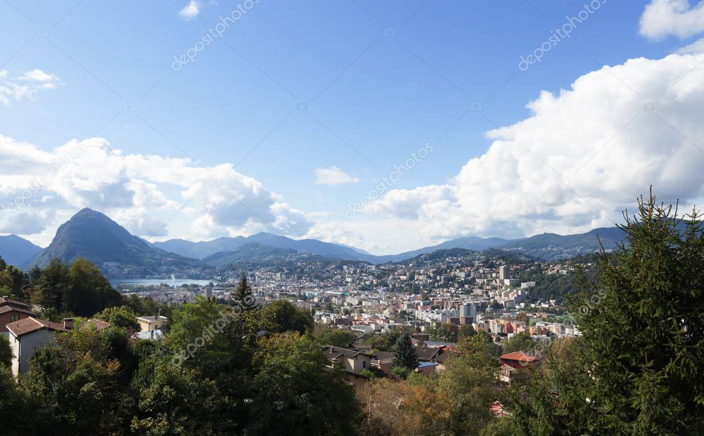 panorama of Lugano in Ticino