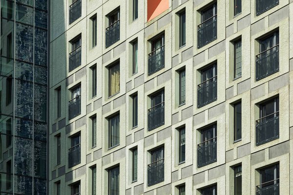 Detail of modern building with many windows