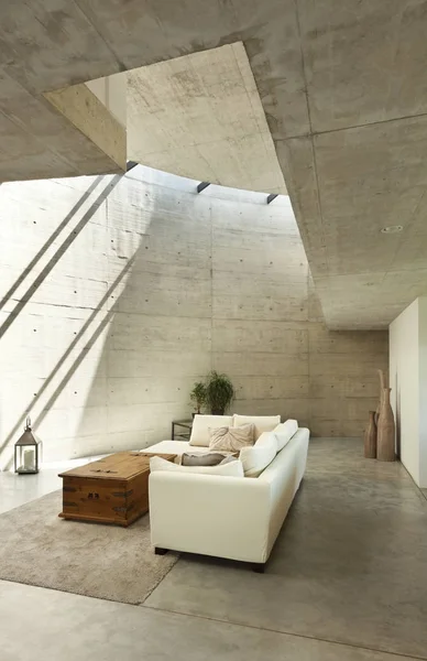 Krásný Moderní Dům Cementu Interiéru Obývacího Pokoje — Stock fotografie