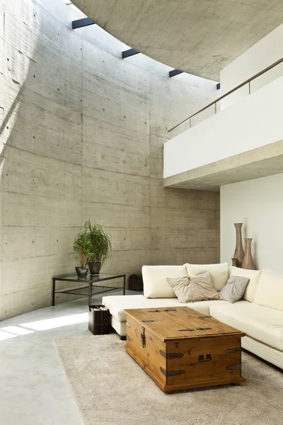 Gyönyörű Modern Házban Cement Belső Nappali — Stock Fotó