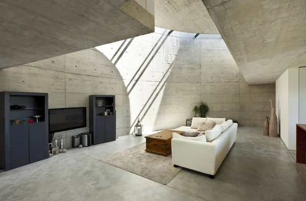 Mooie Moderne Huis Cement Interieur Woonkamer — Stockfoto