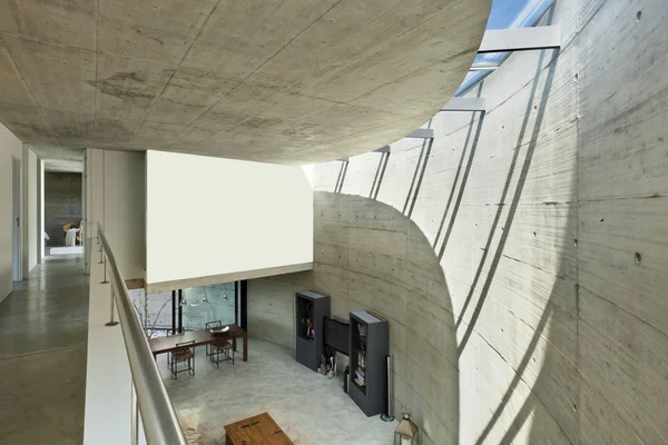 セメント インテリア リビング ルーム トップ ビューで美しい近代的な家 — ストック写真