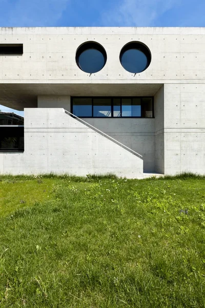 Hermosa Casa Moderna Cemento Exterior Fachada — Foto de Stock