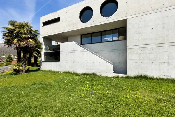 Vackra Moderna Hus Cement Utomhus Fasad — Stockfoto
