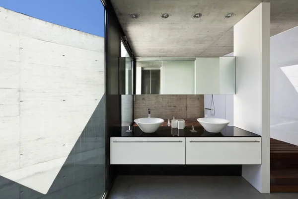 Bella Casa Moderna Cemento Interni Bagno — Foto Stock