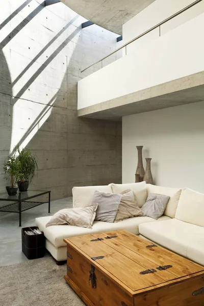 Mooie Moderne Huis Cement Interieur Woonkamer — Stockfoto