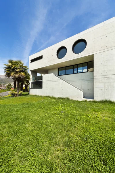 Bela Casa Moderna Cimento Livre Fachada — Fotografia de Stock