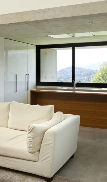 Krásný Moderní Dům Cementu Interiéru Obývacího Pokoje — Stock fotografie