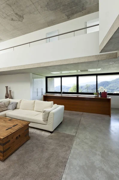 Hermosa Casa Moderna Cemento Interior Sala Estar —  Fotos de Stock