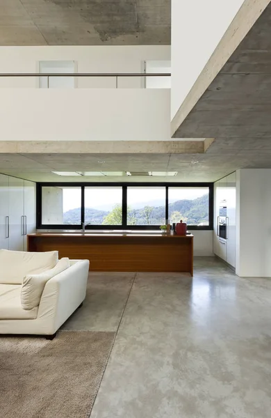 Bela Casa Moderna Cimento Interior Sala Estar — Fotografia de Stock