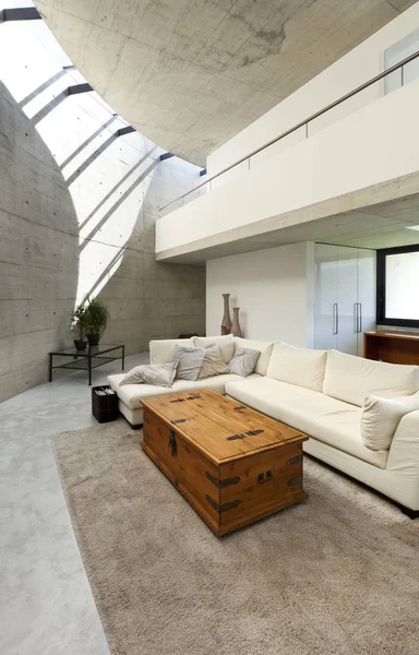 Mooie Moderne Huis Cement Interieur Woonkamer — Stockfoto