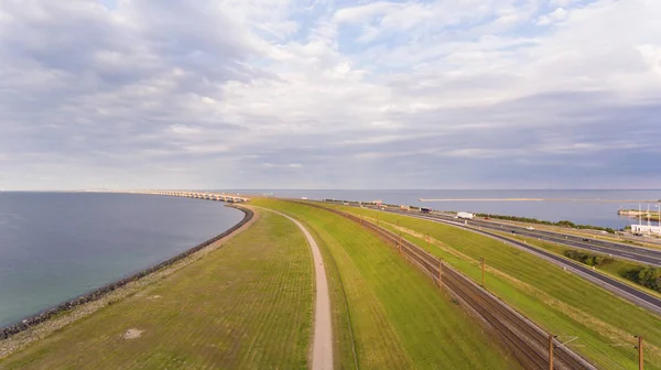 Vista aérea del puente Korsor — Foto de Stock