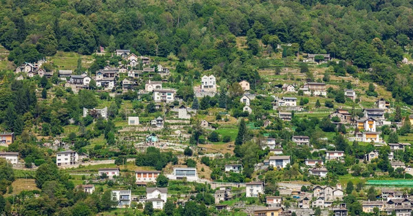 Country landscape on green mountain, Mergoscia Switzerland — Stock Photo, Image