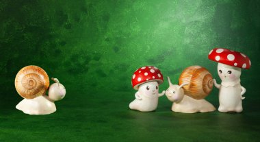 sevimli kuklalar el yapımı, yeşil arka plan