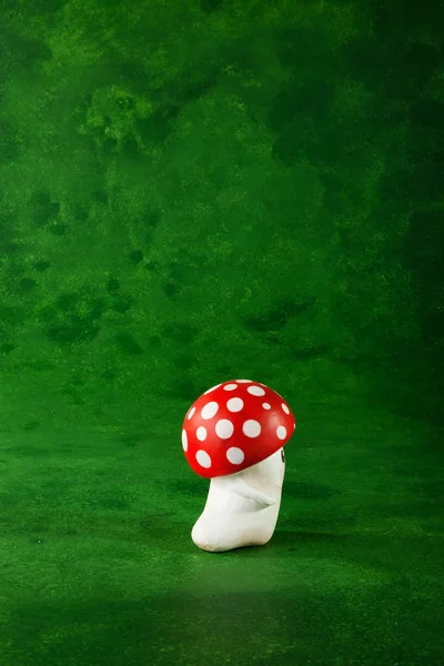 Bonito Pequeno Cogumelo Fundo Verde — Fotografia de Stock