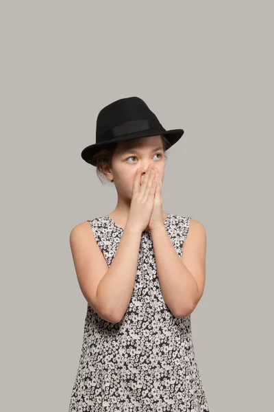 Girl with black hat — Stock Photo, Image