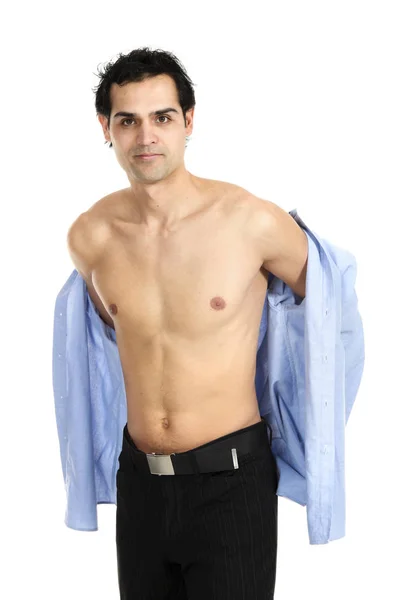 Man wearing his shirt — Stock Photo, Image