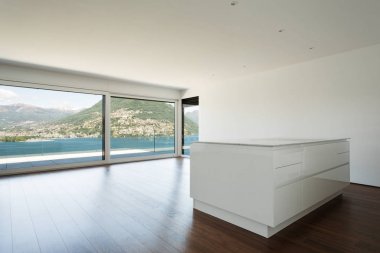 güzel boş daire, beyaz mutfak