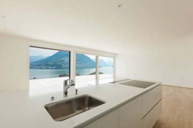 güzel boş daire, modern mutfak görünümü