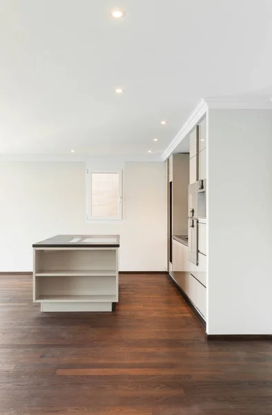 Beautiful Empty Apartment Hardwood Floor Modern Kitchen — Stock Photo, Image