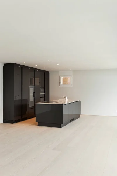 Schöne Leere Wohnung Hartholzboden Moderne Küche — Stockfoto