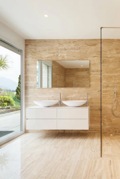 Nice Modern Bathroom Marble Walls — Stock Photo, Image