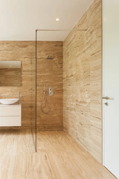 Pěkné Moderní Koupelna Mramorové Zdi — Stock fotografie