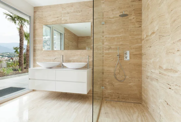 Bello Bagno Moderno Pareti Marmo — Foto Stock