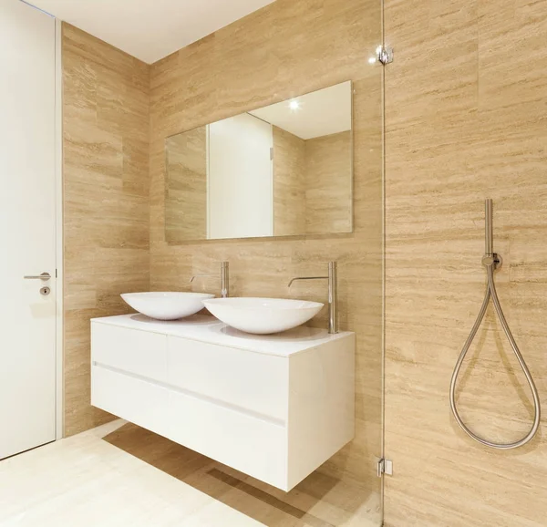 Bello Bagno Moderno Pareti Marmo — Foto Stock