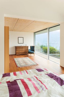 modern mimari iç mekan, yatak odası