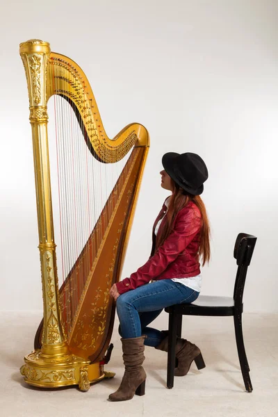 Mujer con instrumento musical — Foto de Stock