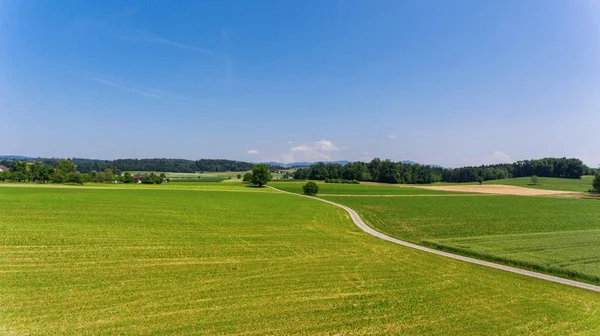 Vista aérea de campos verdes, ninguém — Fotografia de Stock