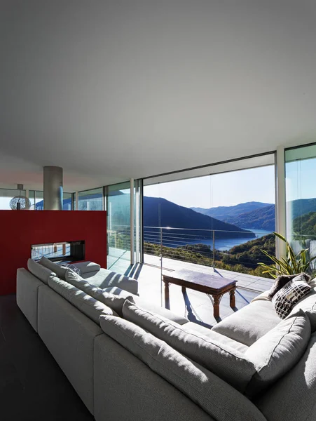 Living room with landscape view on the mountains — Stock Photo, Image