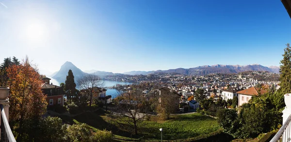 Panorama von der Terrasse über Lugano — Stockfoto