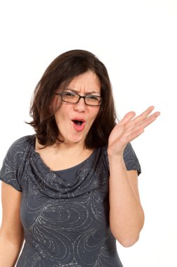 Beyaz arka plandaki kadın