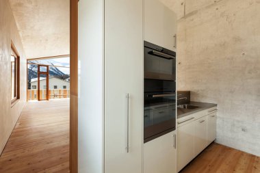 modern mimari tasarım, dağ ev, mutfak