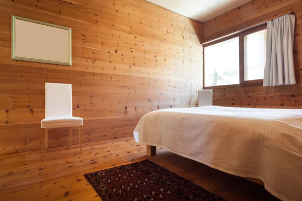 Innen Neues Haus Blick Auf Das Schlafzimmer Aus Holz — Stockfoto