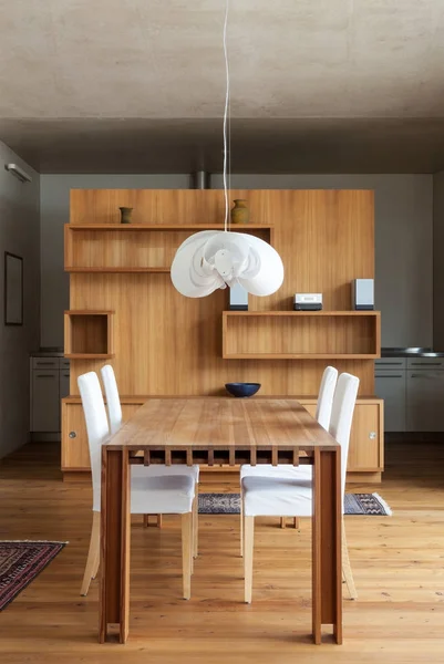 Beautiful Wooden Dining Table — Stock Photo, Image