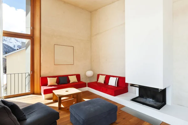 建筑学现代设计 山家庭 舒适的客厅 — 图库照片
