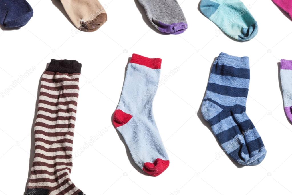 old socks, isolated on white background