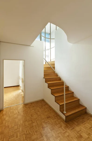 Bright Duplex Hardwood Floors Wooden Stairs — Stock Photo, Image
