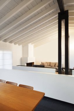 loft iç, rahat, modern mobilya, yemek masası