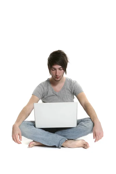 Retrato de jovem sobre fundo branco — Fotografia de Stock