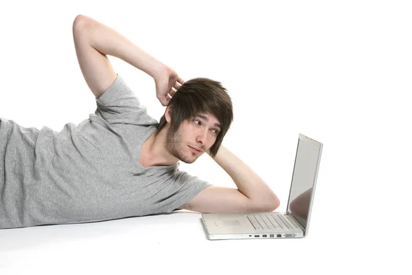 Portrait of young man over white background — Stock Photo, Image