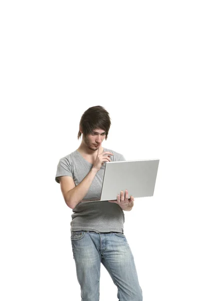 Retrato de jovem sobre fundo branco — Fotografia de Stock