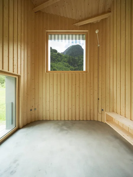 Innenraum des Holzhauses modrn — Stockfoto
